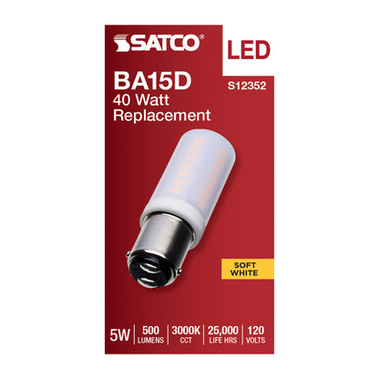image of 5 Watt T6 LED - Frost Finish - DC Base - 3000K - 120 Volt