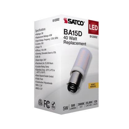 image of 5 Watt T6 LED - Frost Finish - DC Base - 3000K - 120 Volt