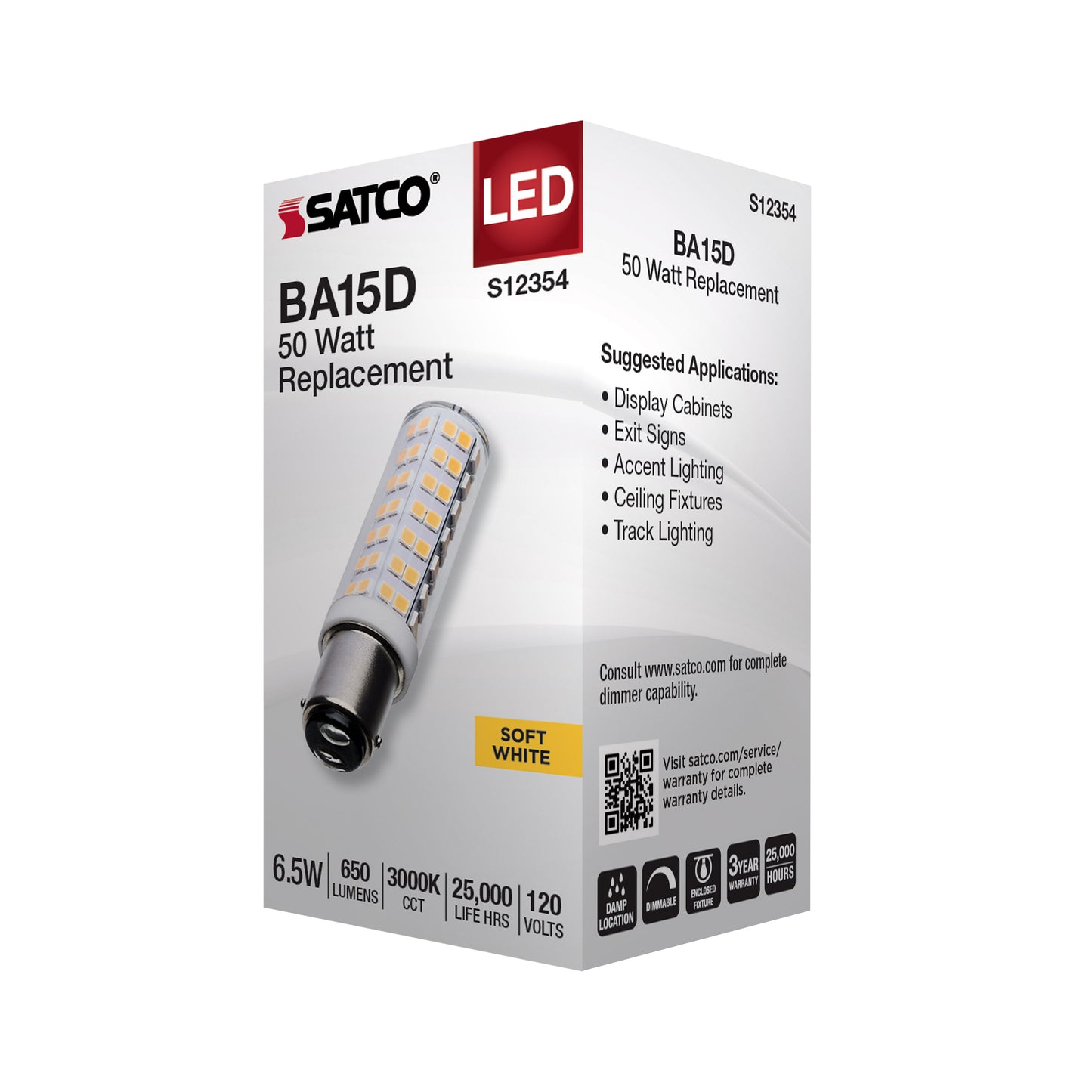 image of 6.5 Watt T6 LED - Clear Finish - DC Base - 3000K - 120 Volt