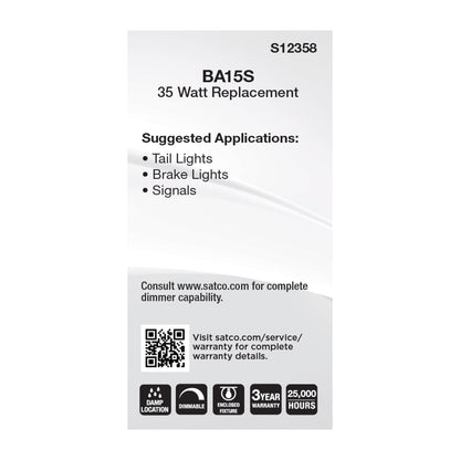 image of 4.5 Watt T6 LED - Clear Finish - BA15s Base - 3000K - 12 Volt