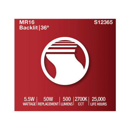 image of 5.5 Watt MR16 LED Floodlight - 2700K CCT - GU5.3 Base - 12 Volt