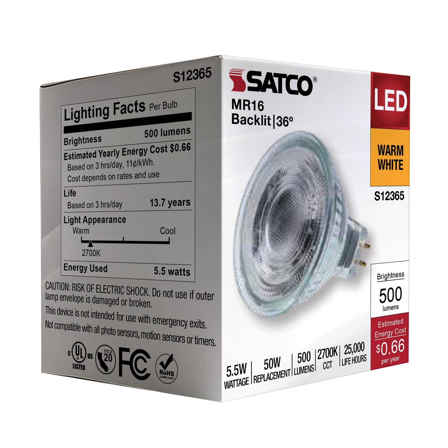 image of 5.5 Watt MR16 LED Floodlight - 2700K CCT - GU5.3 Base - 12 Volt