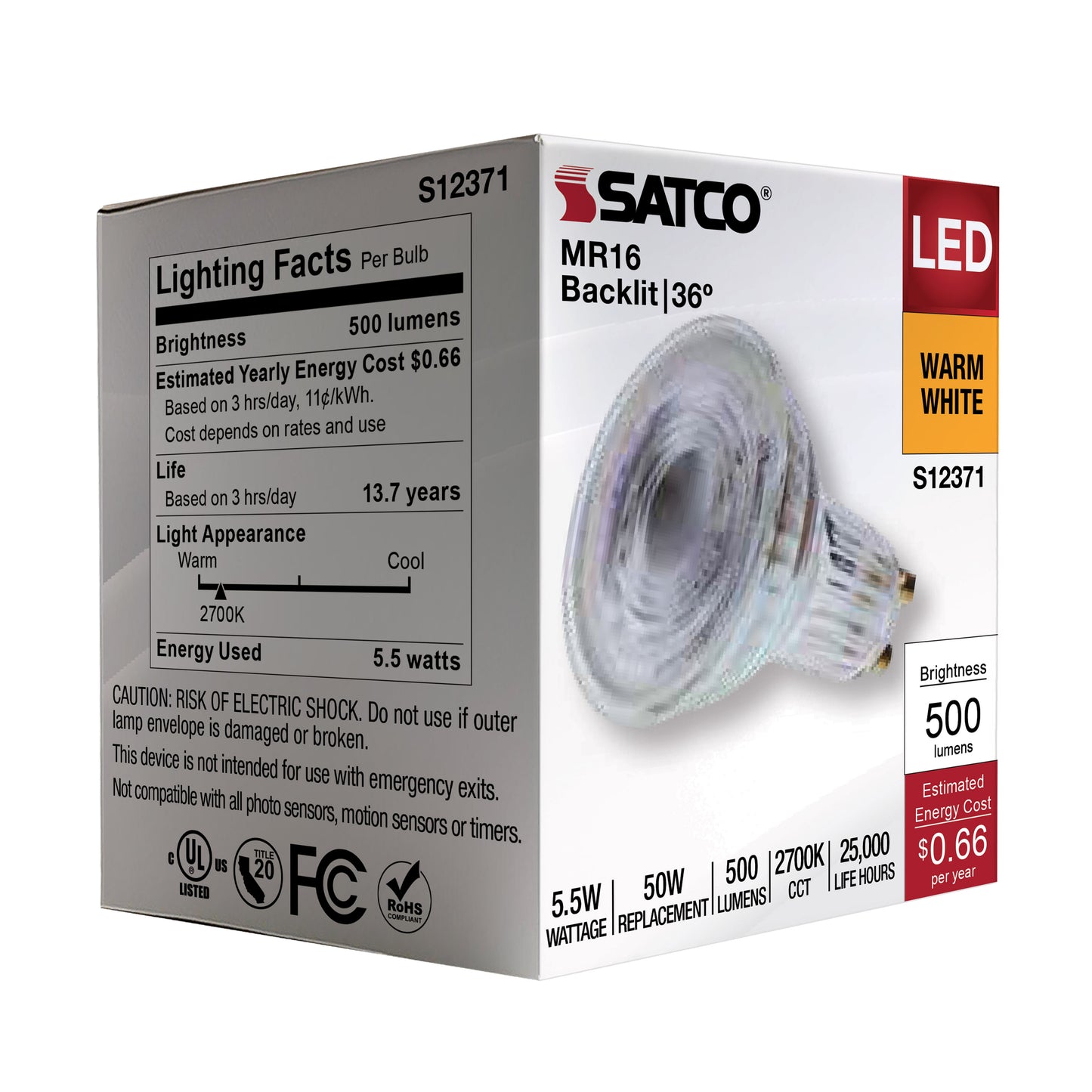 image of 5.5 Watt MR16 LED Floodlight - 2700K CCT - GU10 Base - 120 Volt