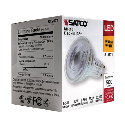 image of 5.5 Watt MR16 LED Floodlight - 2700K CCT - GU10 Base - 120 Volt