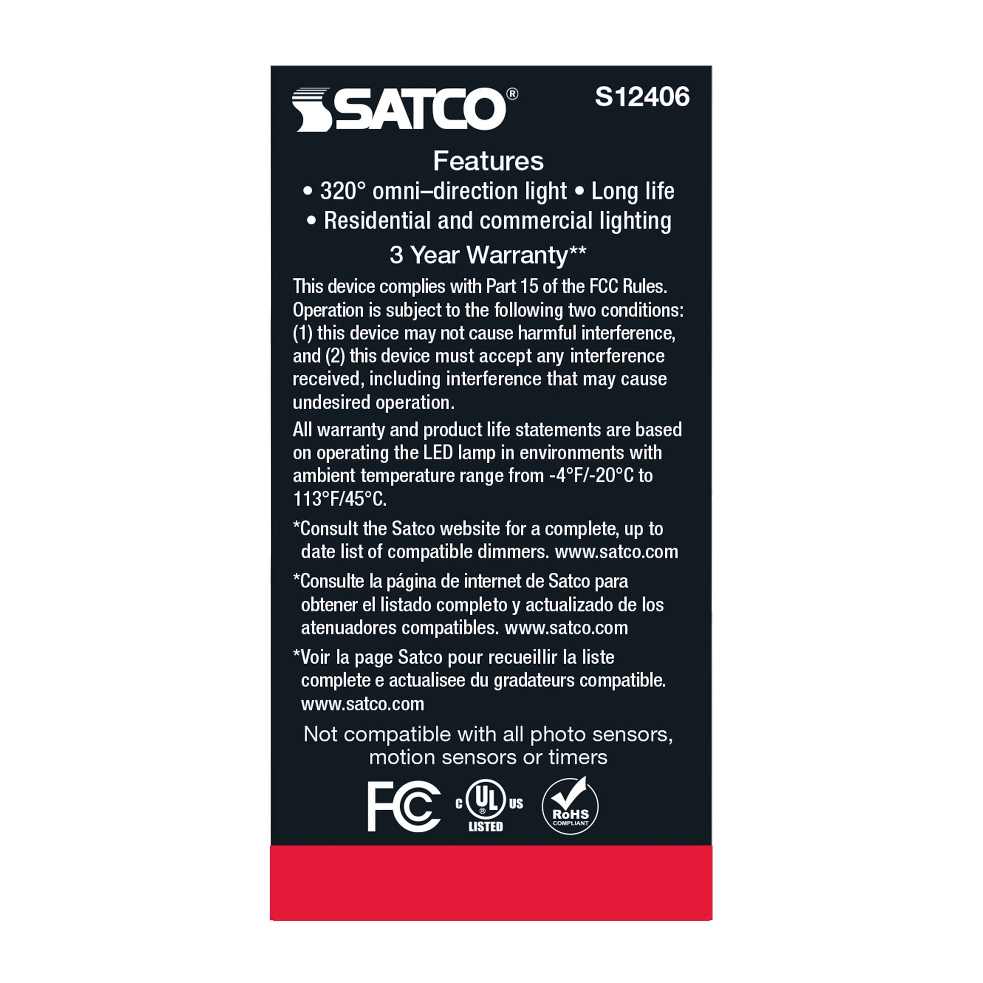 image of 8.2 Watt LED A15 - Clear - Medium Base - 3000K - 90 CRI - 120 Volt