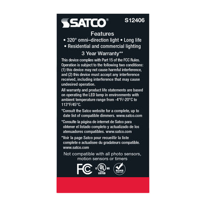 image of 8.2 Watt LED A15 - Clear - Medium Base - 3000K - 90 CRI - 120 Volt