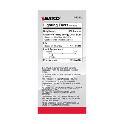 image of 12.5 Watt A19 LED - 100 Watt Replacement - Clear - Medium base - 2700K - 120 Volt - 4-Pack