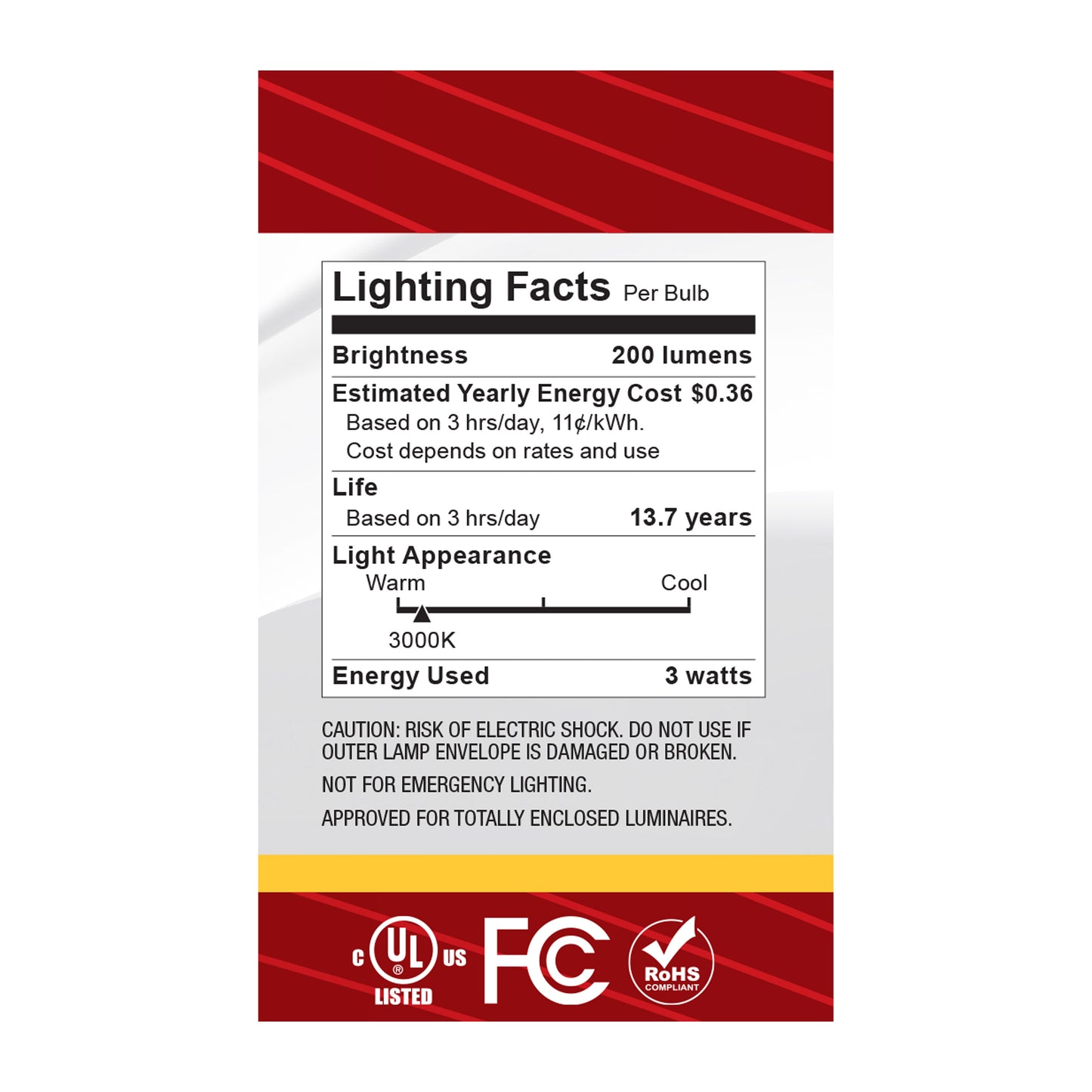 image of 3 Watt G16.5 LED - Candelabra Base - Clear - 3000K CCT - 120 Volt
