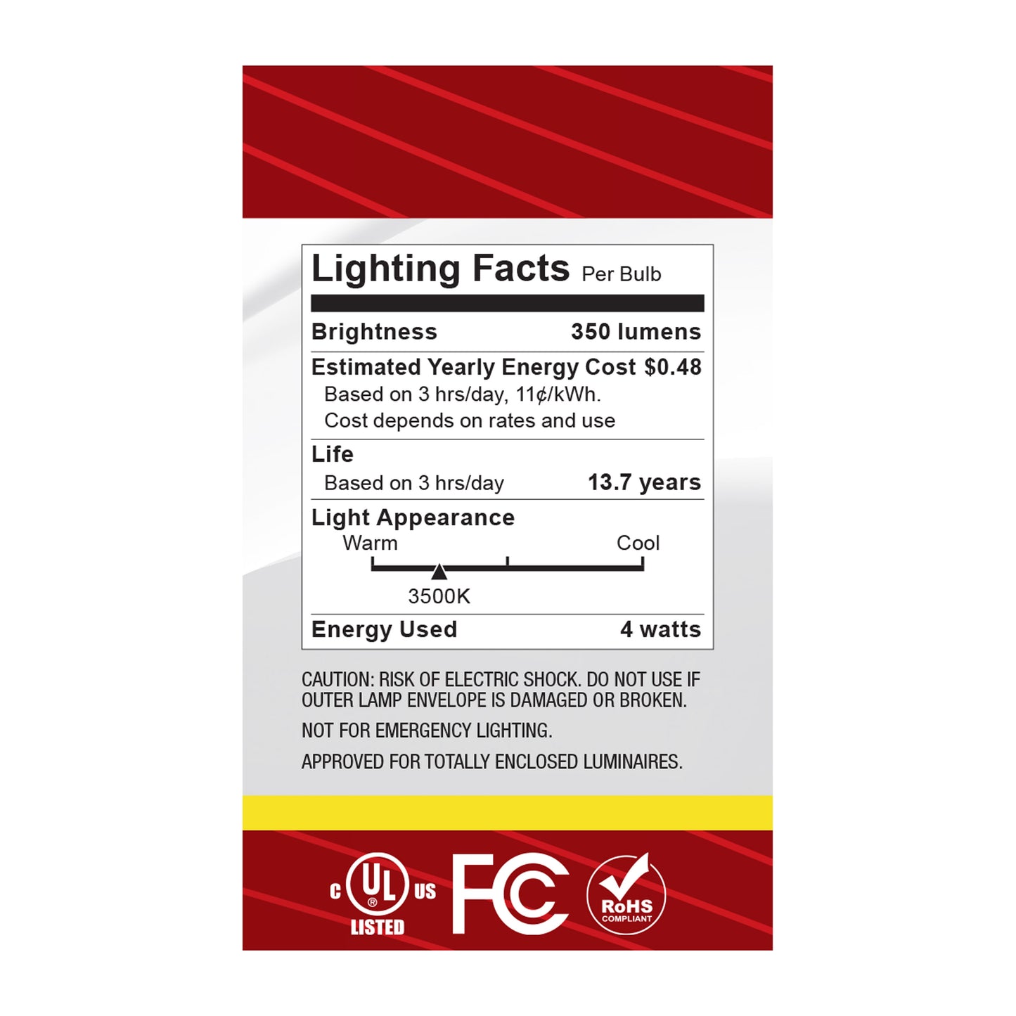 image of 4 Watt G16.5 LED - Candelabra Base - Clear - 3500K CCT - 120 Volt