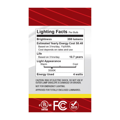 image of 4 Watt G16.5 LED - Candelabra Base - Clear - 3500K CCT - 120 Volt