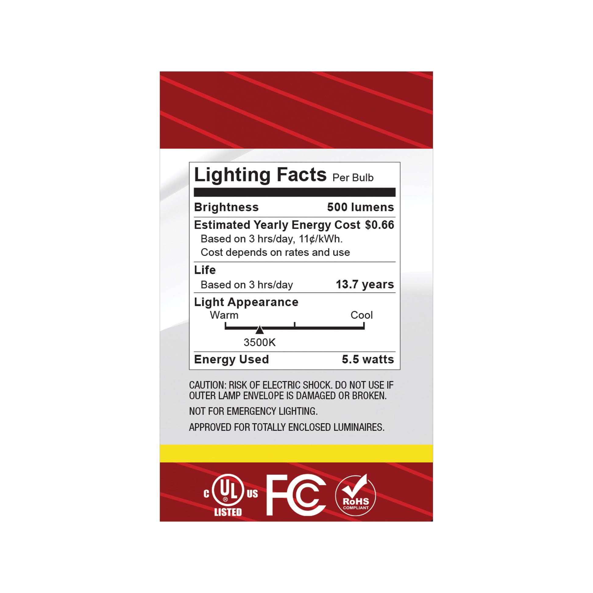 image of 5.5 Watt G16.5 LED - Candelabra Base - Clear - 3500K CCT - 120 Volt