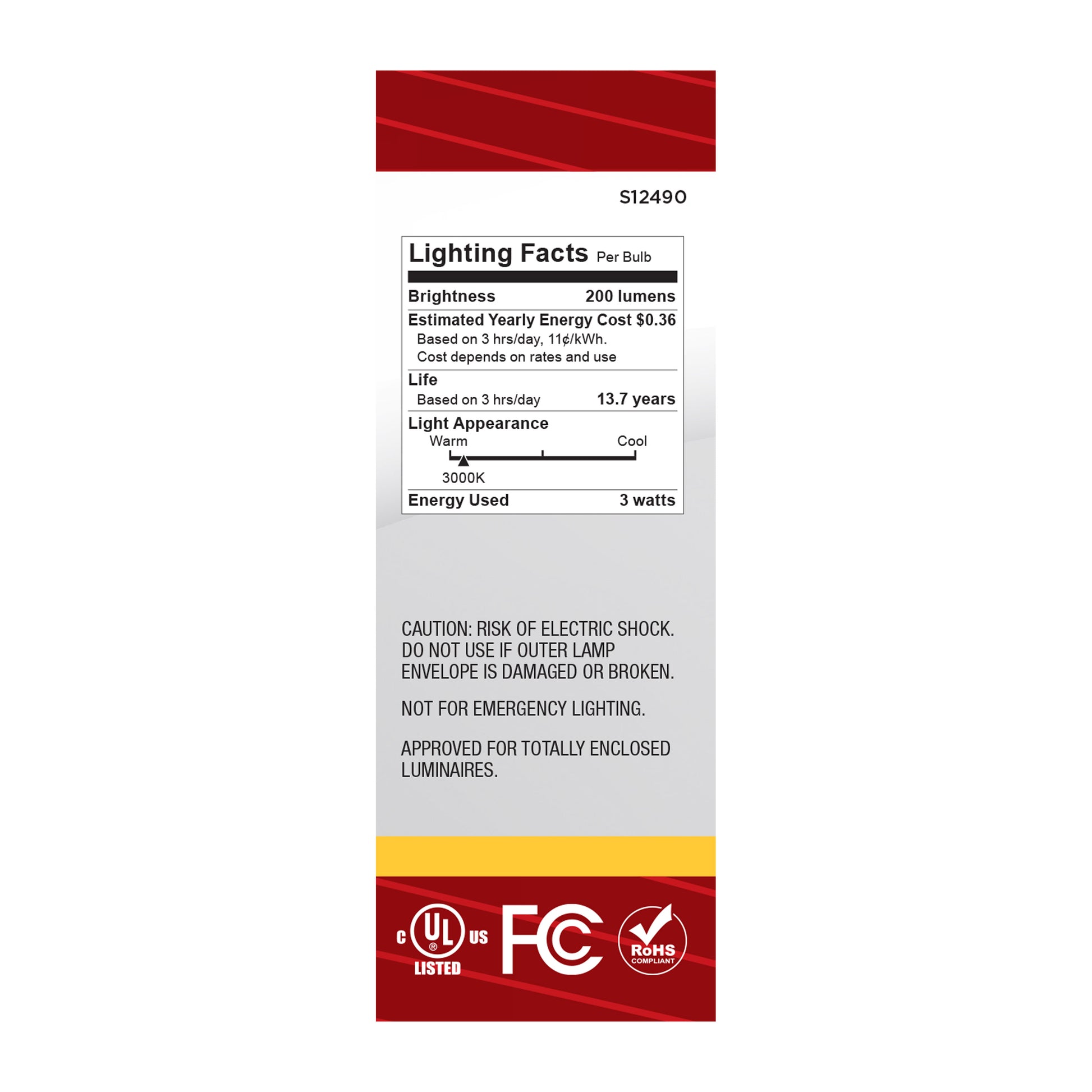 image of 3 Watt B11 LED - Candelabra Base - Clear - 3000K CCT - 120 Volt