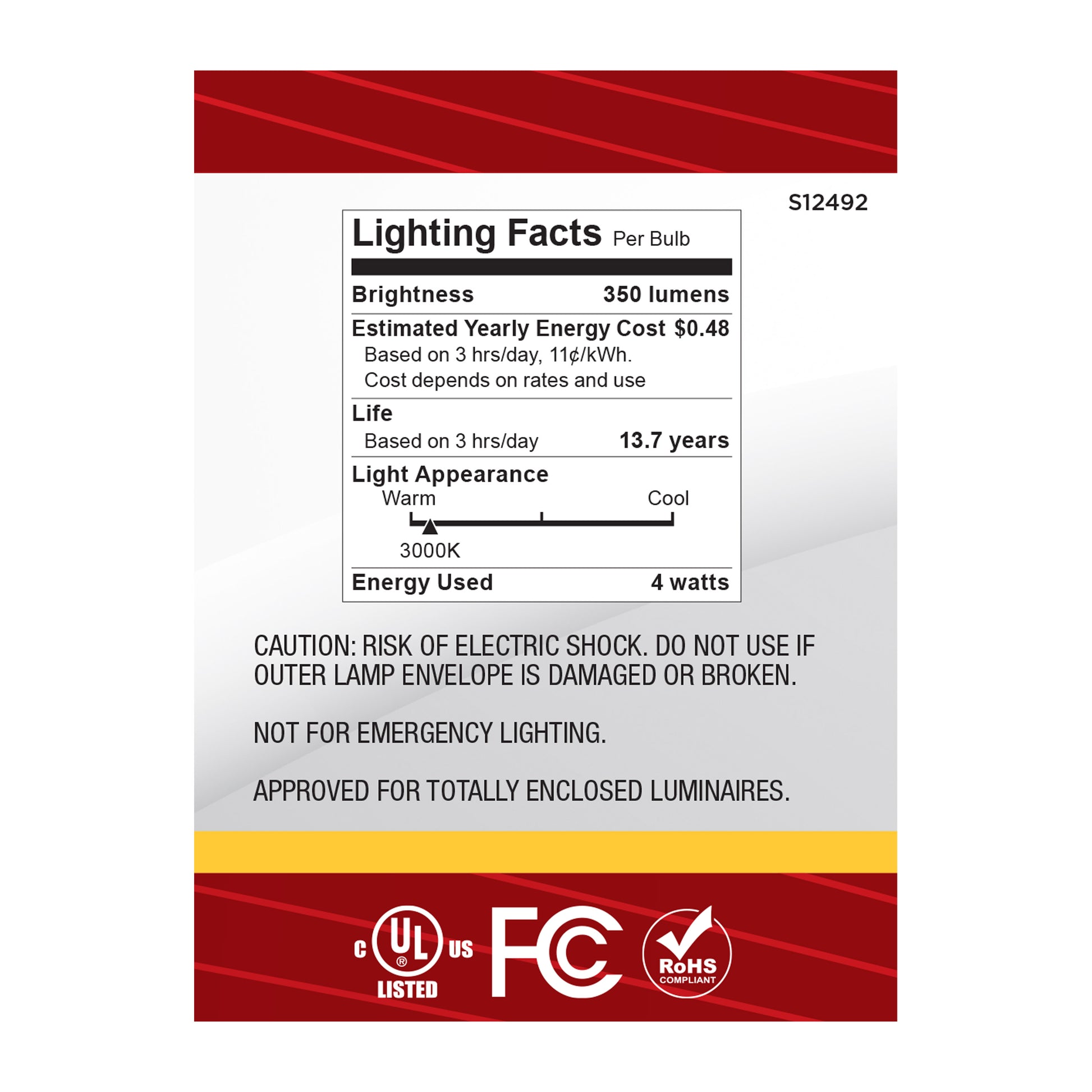 image of 4 Watt B11 LED - Candelabra Base - Clear - 3000K CCT - 120 Volt - 10-pk