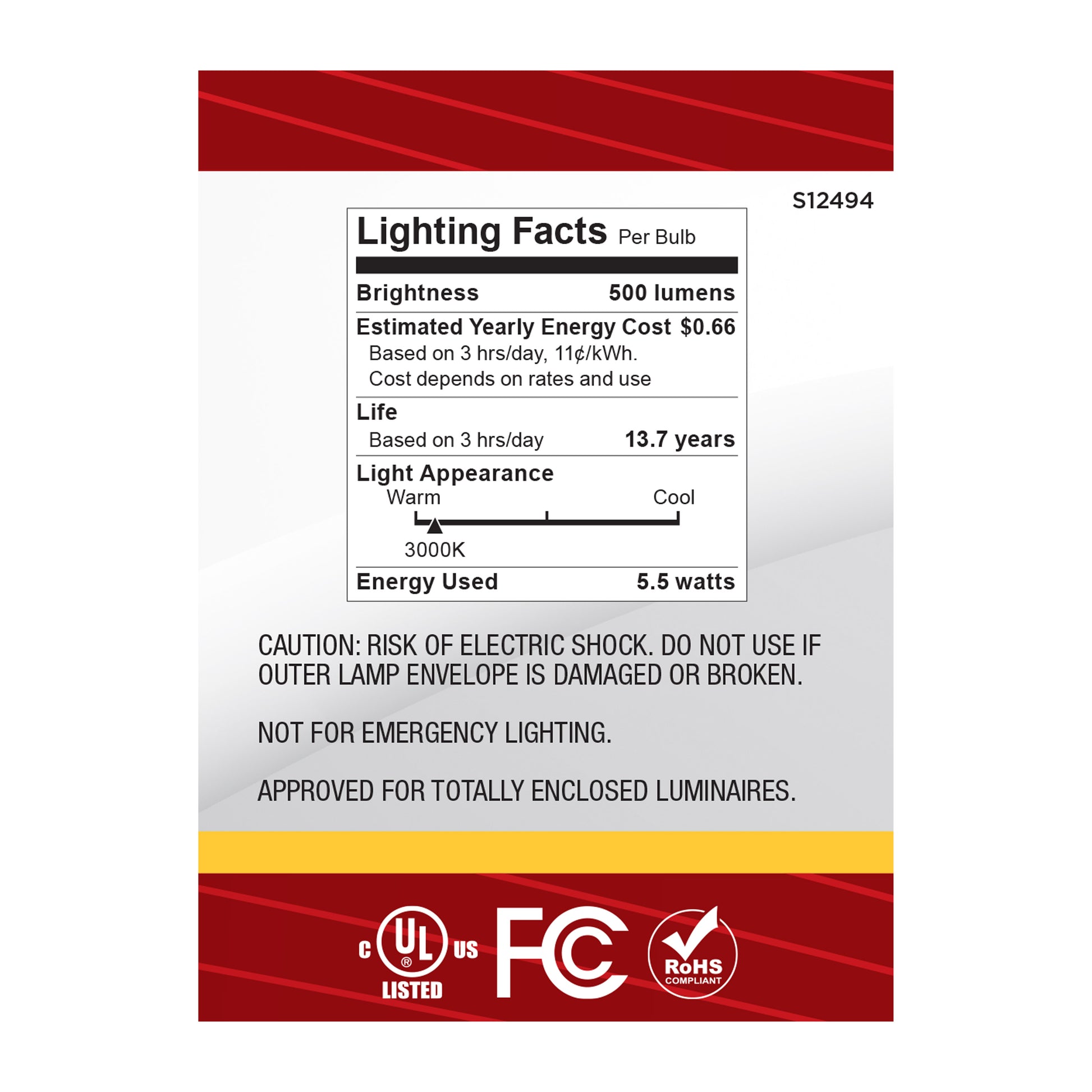 image of 5.5 Watt B11 LED - Candelabra Base - Clear - 3000K CCT - 120 Volt - 10-pk