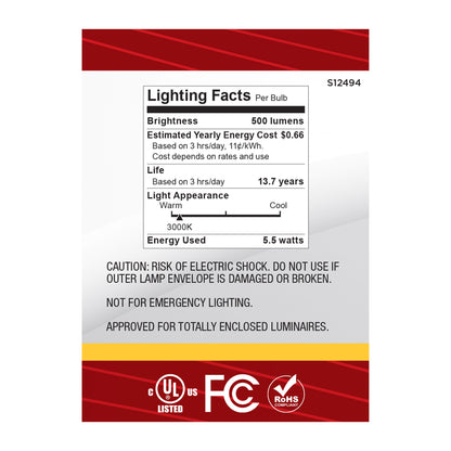 image of 5.5 Watt B11 LED - Candelabra Base - Clear - 3000K CCT - 120 Volt - 10-pk