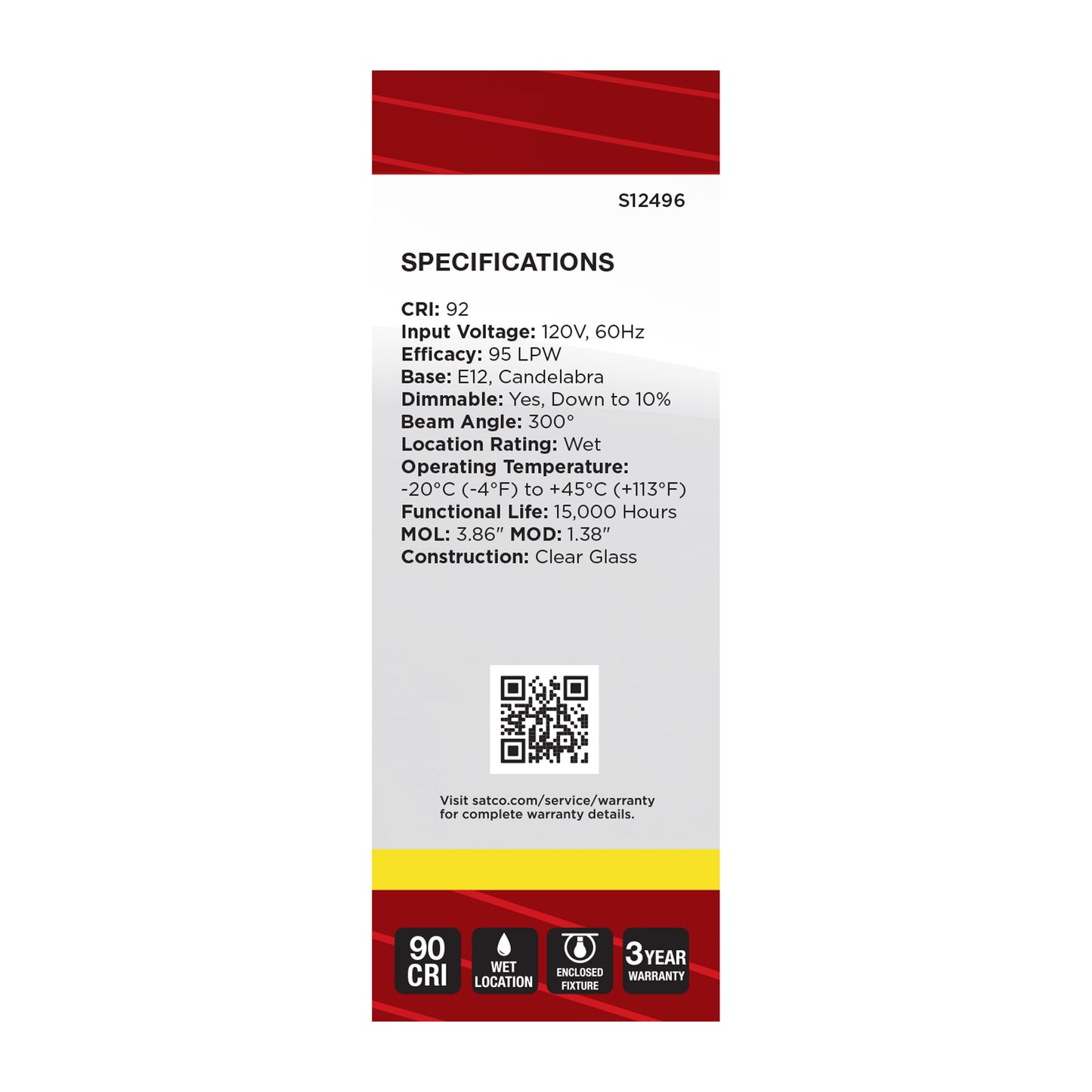 image of 8 Watt B11 LED - Candelabra Base - Candle-Tip - Clear - 3500K CCT - 120 Volt