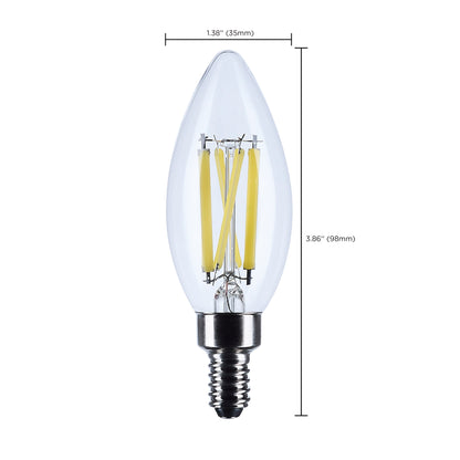 image of 8 Watt B11 LED - Candelabra Base - Candle-Tip - Clear - 3500K CCT - 120 Volt