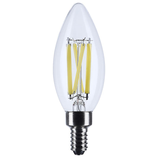 image of 8 Watt B11 LED - Candelabra Base - Candle-Tip - Clear - 3500K CCT - 120 Volt