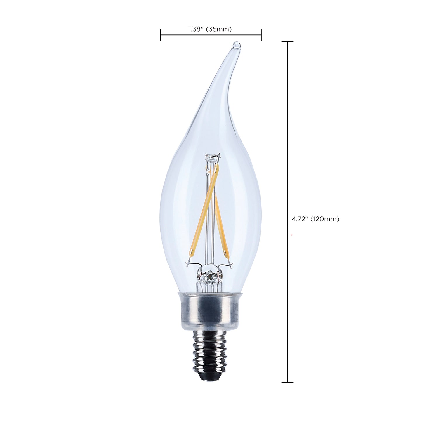 image of 3 Watt CA10 LED - Candelabra Base - Clear - 3000K CCT - 120 Volt