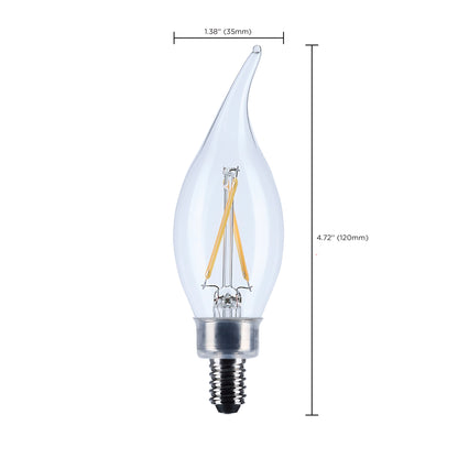 image of 3 Watt CA10 LED - Candelabra Base - Clear - 3000K CCT - 120 Volt