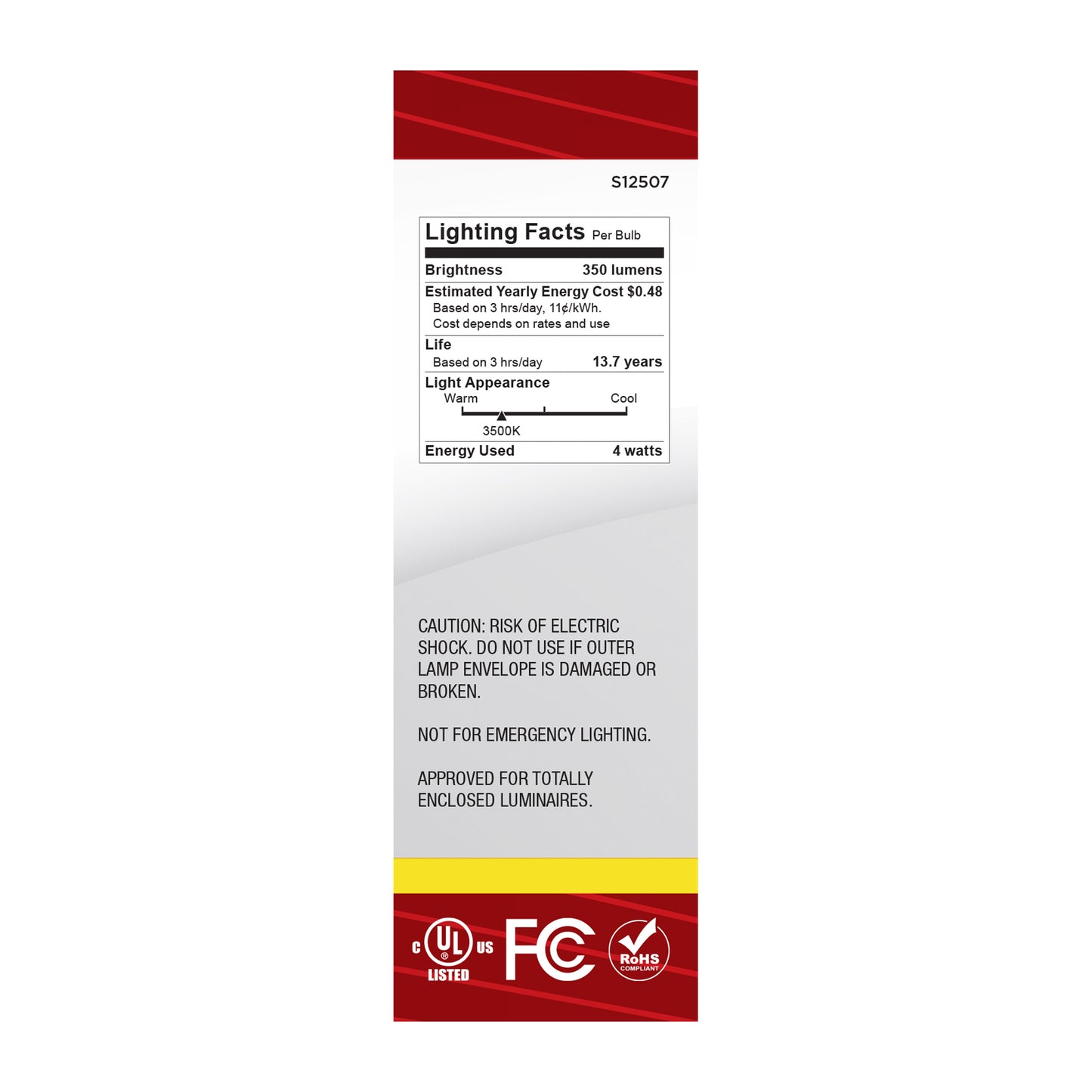 image of 4 Watt CA10 LED - Candelabra Base - Frost Finish - 3500K CCT - 120 Volt