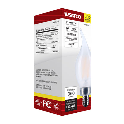 image of 4 Watt CA10 LED - Candelabra Base - Frost Finish - 3500K CCT - 120 Volt