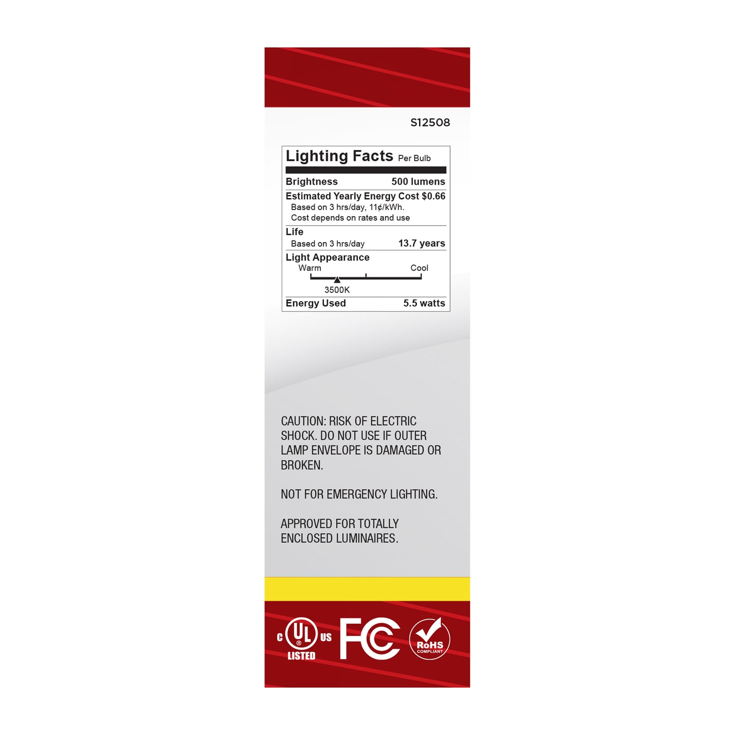 image of 5.5 Watt CA10 LED - Candelabra Base - Clear - 3500K CCT - 120 Volt