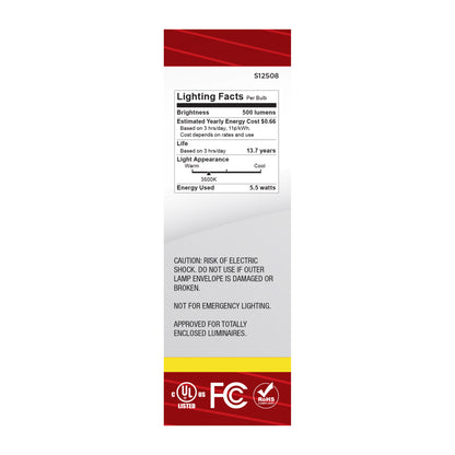 image of 5.5 Watt CA10 LED - Candelabra Base - Clear - 3500K CCT - 120 Volt