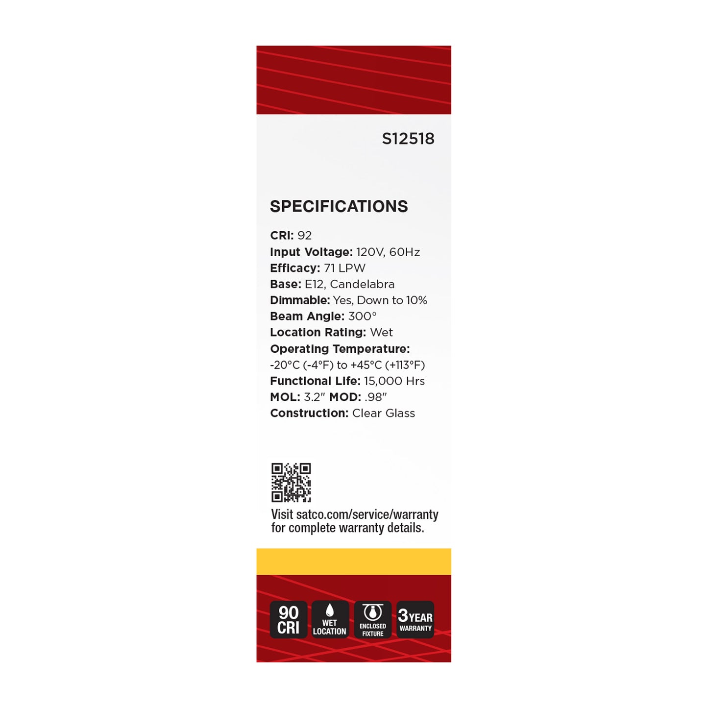 image of 2.8 Watt T6 LED - Candelabra Base - Clear - 3000K CCT - 120 Volt