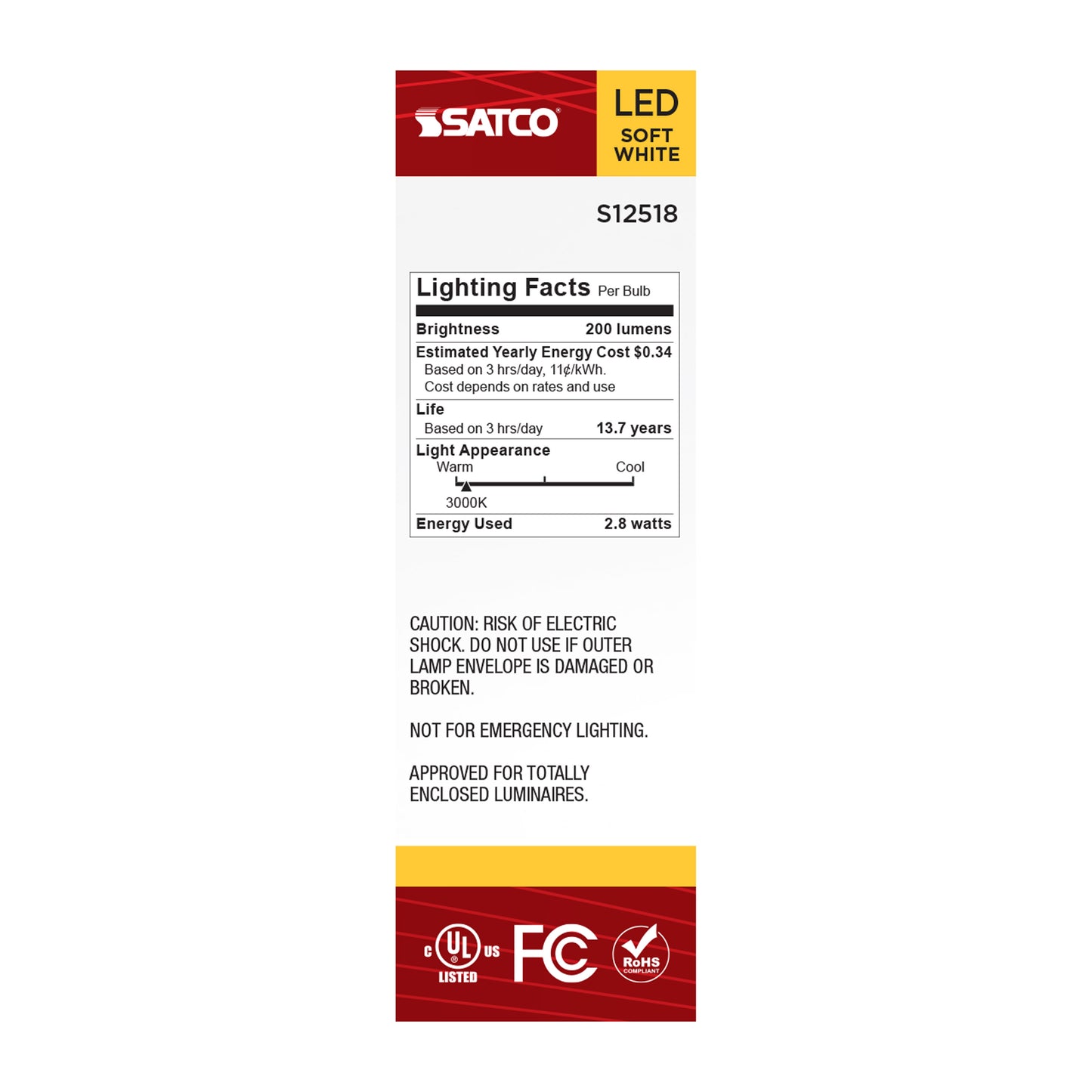 image of 2.8 Watt T6 LED - Candelabra Base - Clear - 3000K CCT - 120 Volt