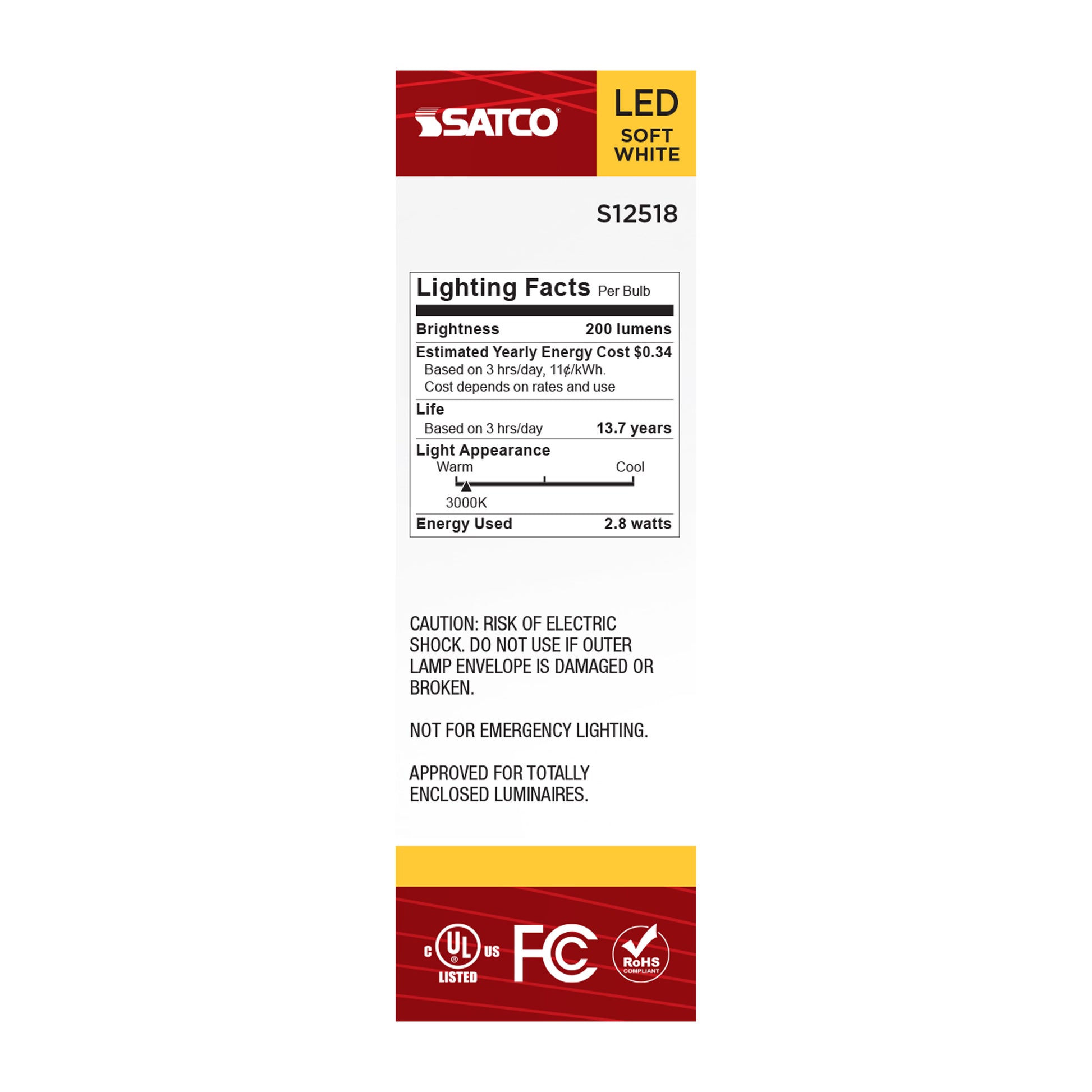 image of 2.8 Watt T6 LED - Candelabra Base - Clear - 3000K CCT - 120 Volt