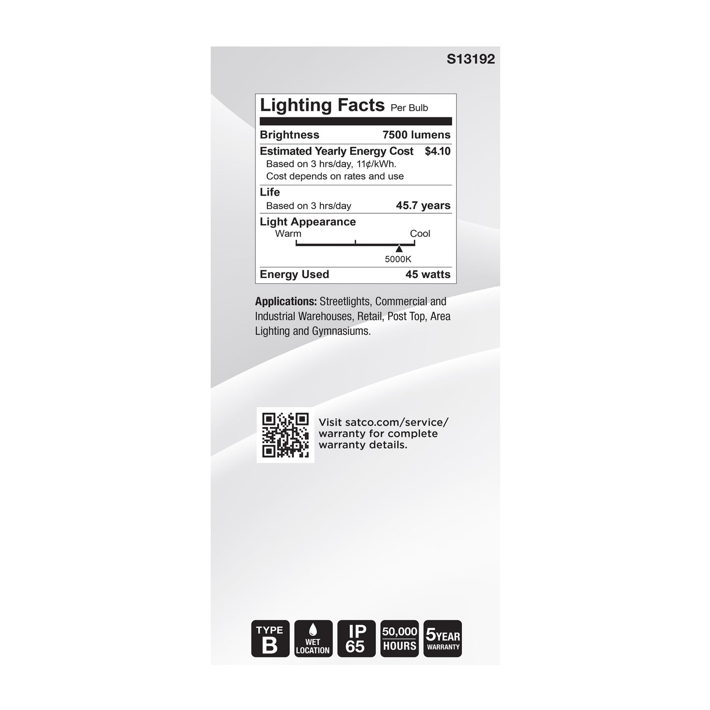 image of 45 Watt LED HID Replacement - ED37 - 5000K - Extended Mogul Base - White - 120-277 Range Voltage