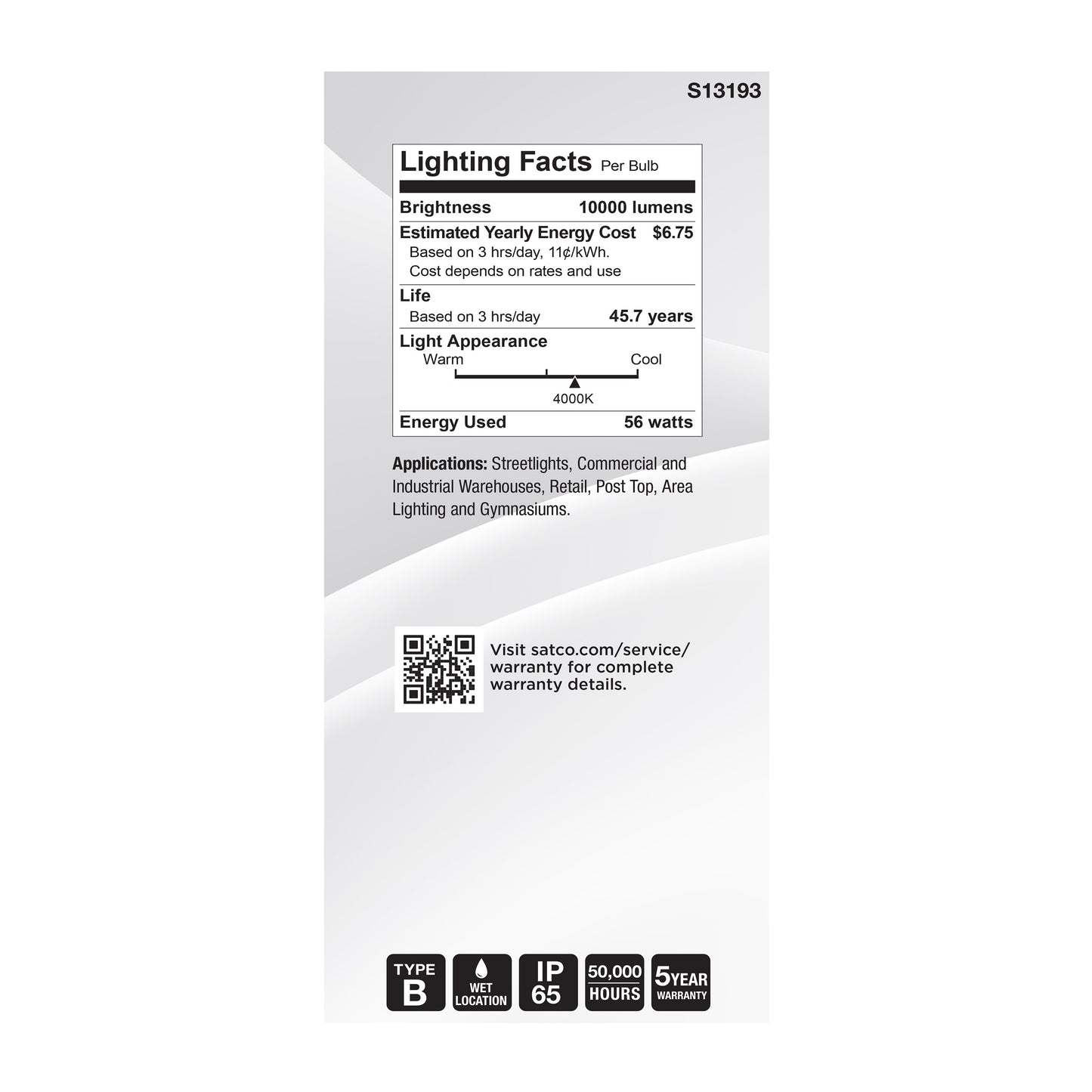 image of 56 Watt LED HID Replacement - ED37 - 4000K - Extended Mogul Base - Clear - 120-277 Range Voltage