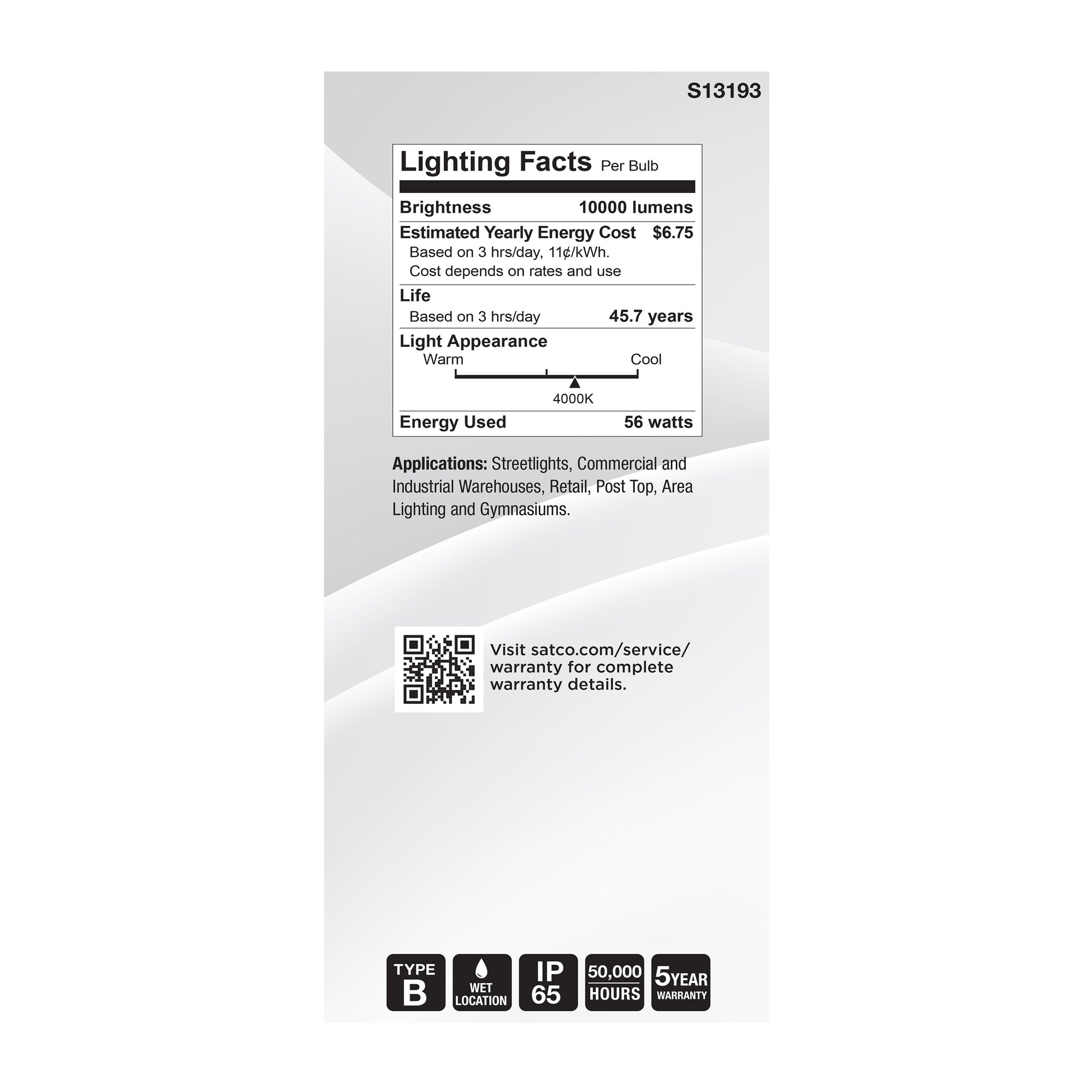 image of 56 Watt LED HID Replacement - ED37 - 4000K - Extended Mogul Base - Clear - 120-277 Range Voltage