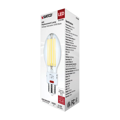 image of 30/38/45 Wattage Selectable LED HID Replacement - ED28 - 5000K - Mogul Extended Base - Clear - 120-277 Range Voltage