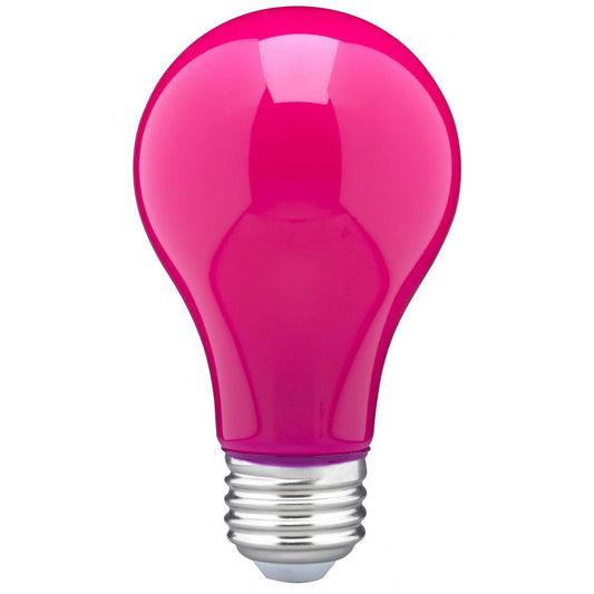 8 Watt A19 LED - Ceramic Pink - Medium base - 360 deg. Beam Angle - 120 Volt