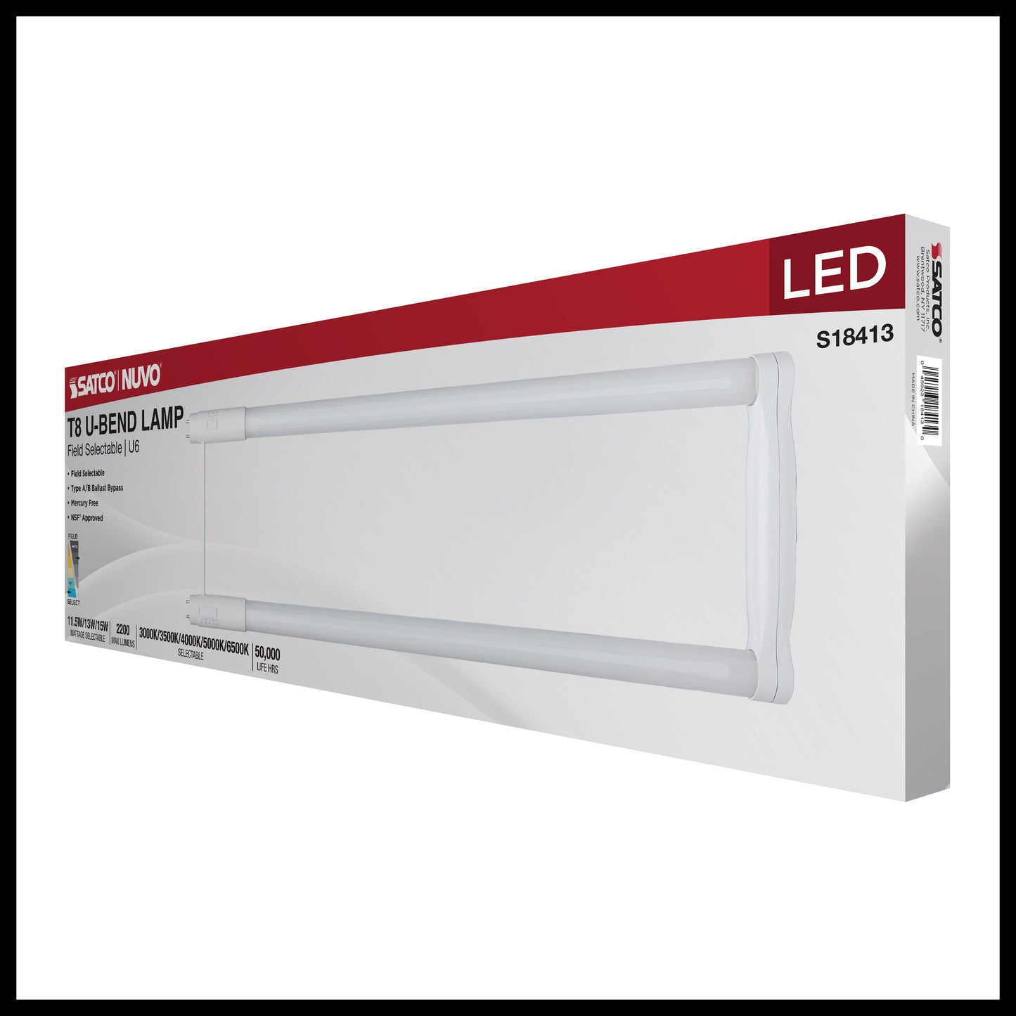 image of 11.5/13/15 Wattage Selectable T8 U-Bend LED - 30K/35K/40K/50K/65K CCT Selectable - 6-Inch - Frost Finish - 120-277 Range Voltage