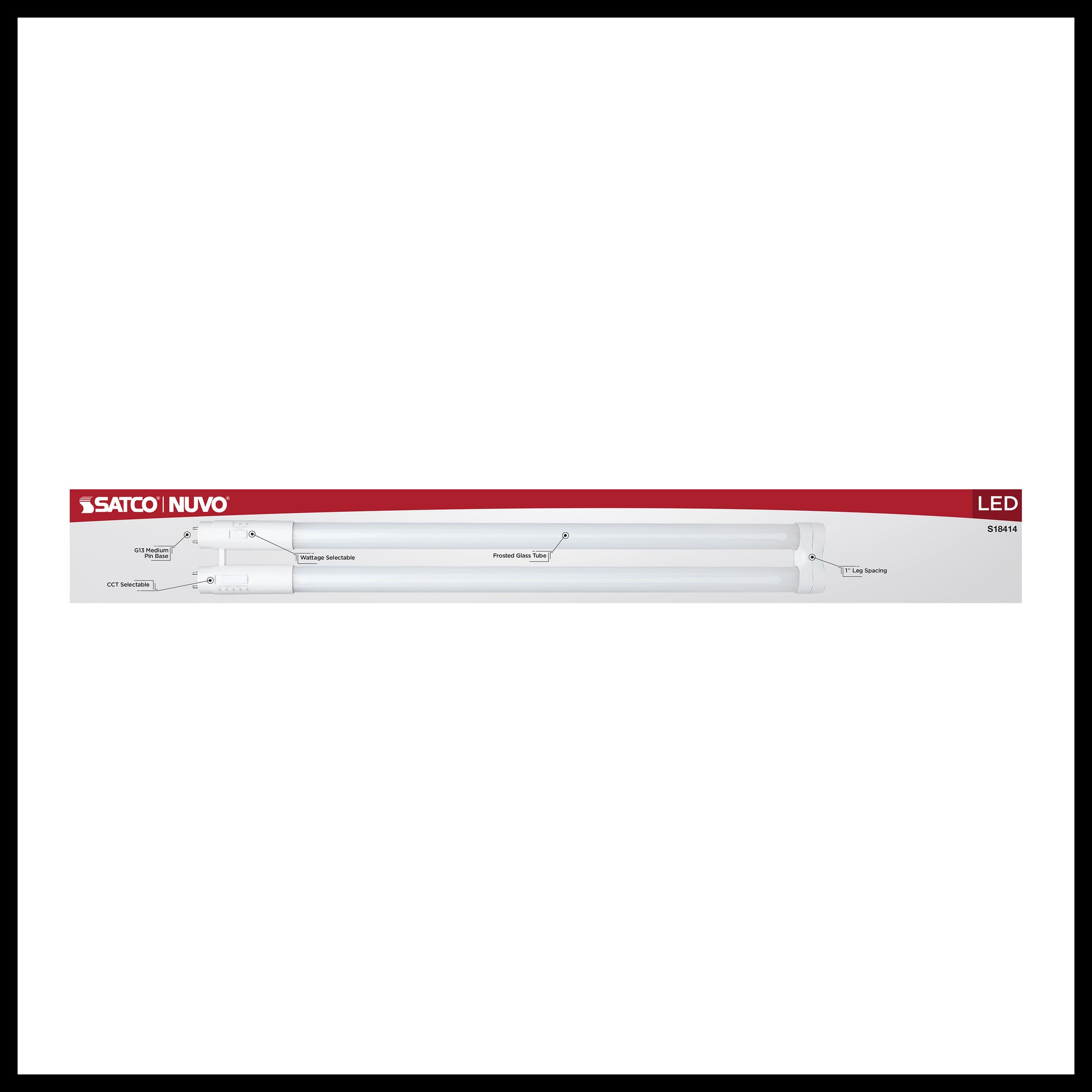 image of 11.5/13/15 Wattage Selectable T8 U-Bend LED - 30K/35K/40K/50K/65K CCT Selectable - 1-Inch - Frost Finish - 120-277 Range Voltage