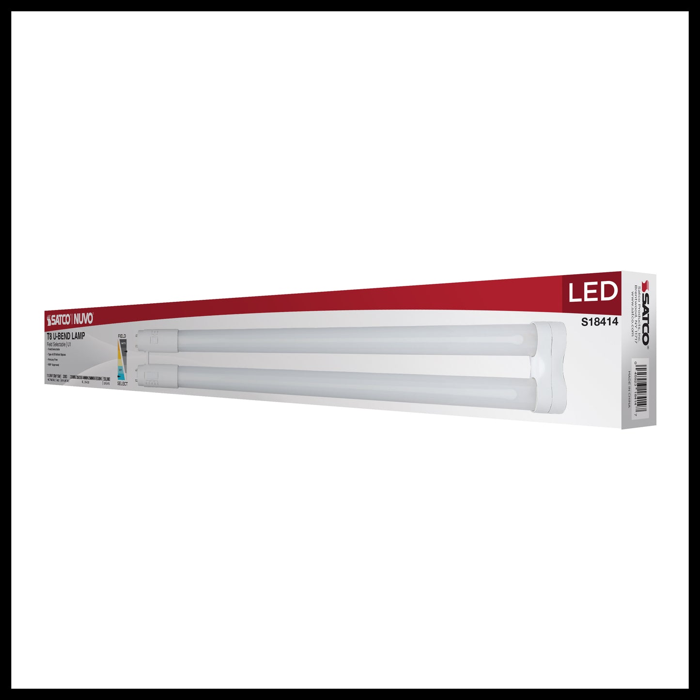 image of 11.5/13/15 Wattage Selectable T8 U-Bend LED - 30K/35K/40K/50K/65K CCT Selectable - 1-Inch - Frost Finish - 120-277 Range Voltage