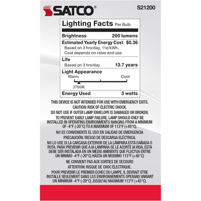 image of 3 Watt G16.5 LED - Clear - Candelabra base - 90 CRI - 2700K - 120 Volt