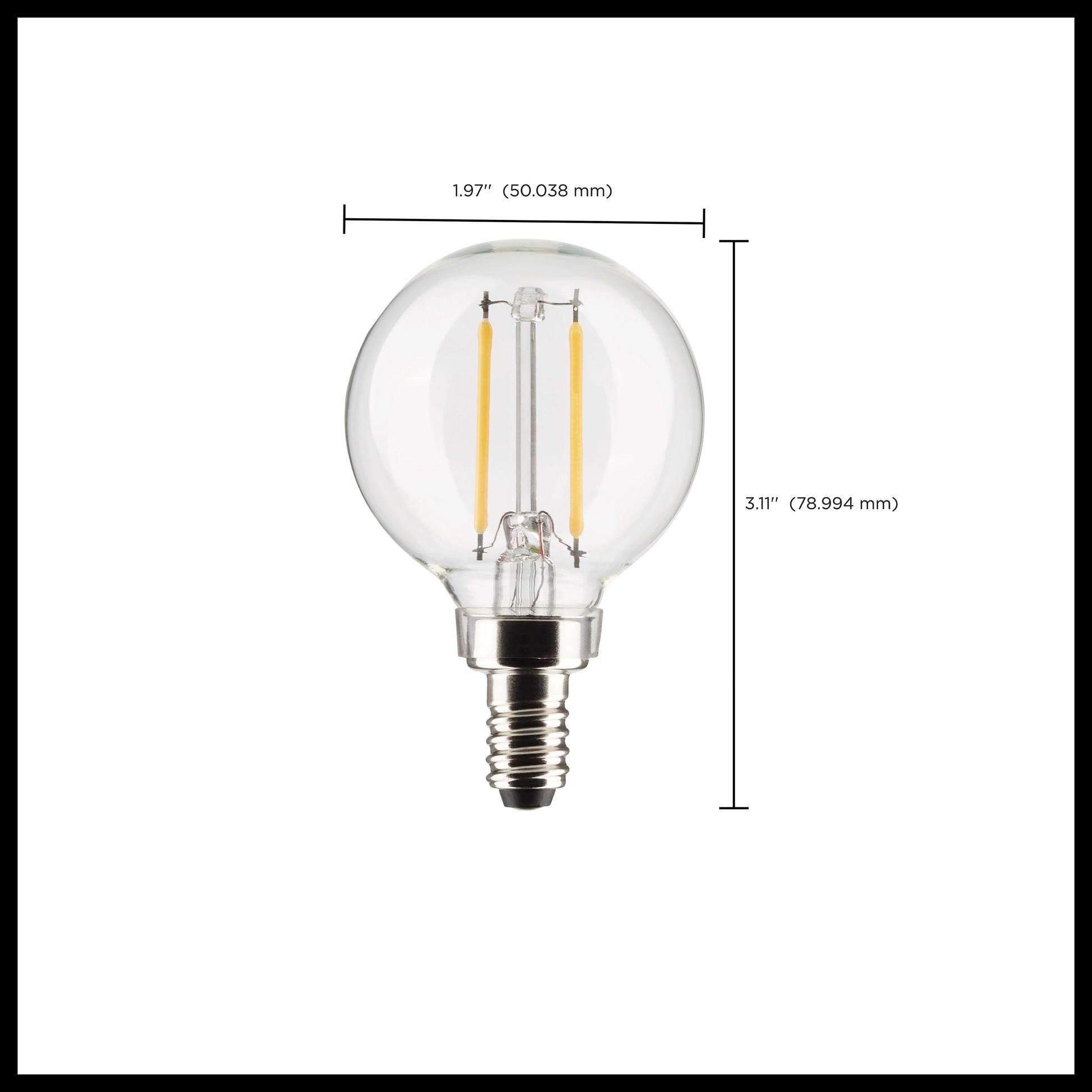 image of 3 Watt G16.5 LED - Clear - Candelabra base - 90 CRI - 2700K - 120 Volt