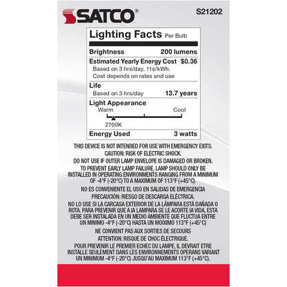 image of 3 Watt G16.5 LED - White - Candelabra base - 90 CRI - 2700K - 120 Volt