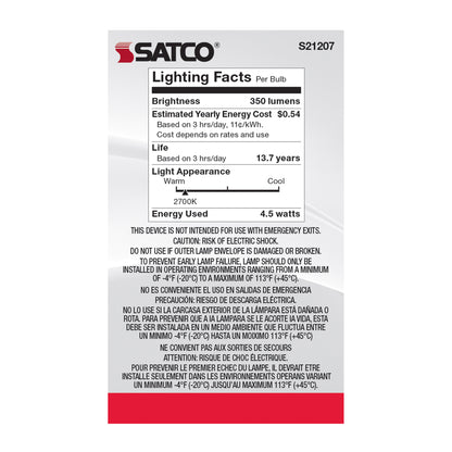 image of 4.5 Watt G16.5 LED - White - Candelabra base - 90 CRI - 2700K - 120 Volt