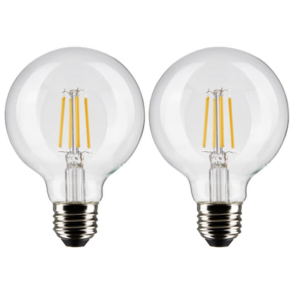 image of 6 Watt G25 LED - Clear - Medium base - 90 CRI - 2700K - 120 Volt - 2 Pack