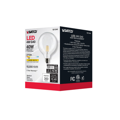 image of 4 Watt G40 LED - Clear - Medium base - 90 CRI - 2700K - 120 Volt