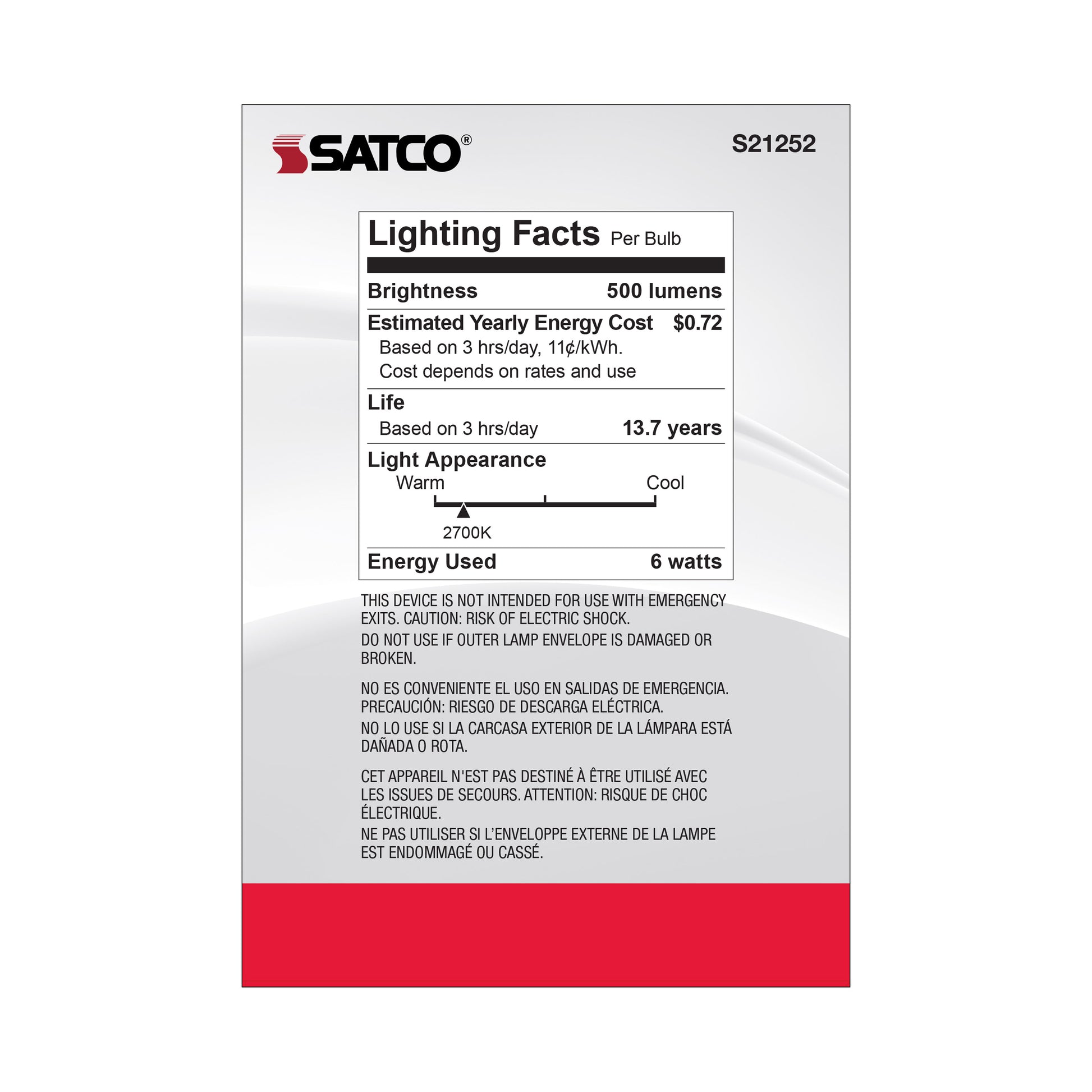 image of 6 Watt G40 LED - Clear - Medium base - 90 CRI - 2700K - 120 Volt