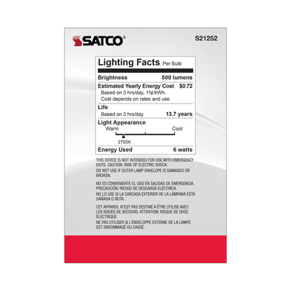 image of 6 Watt G40 LED - Clear - Medium base - 90 CRI - 2700K - 120 Volt