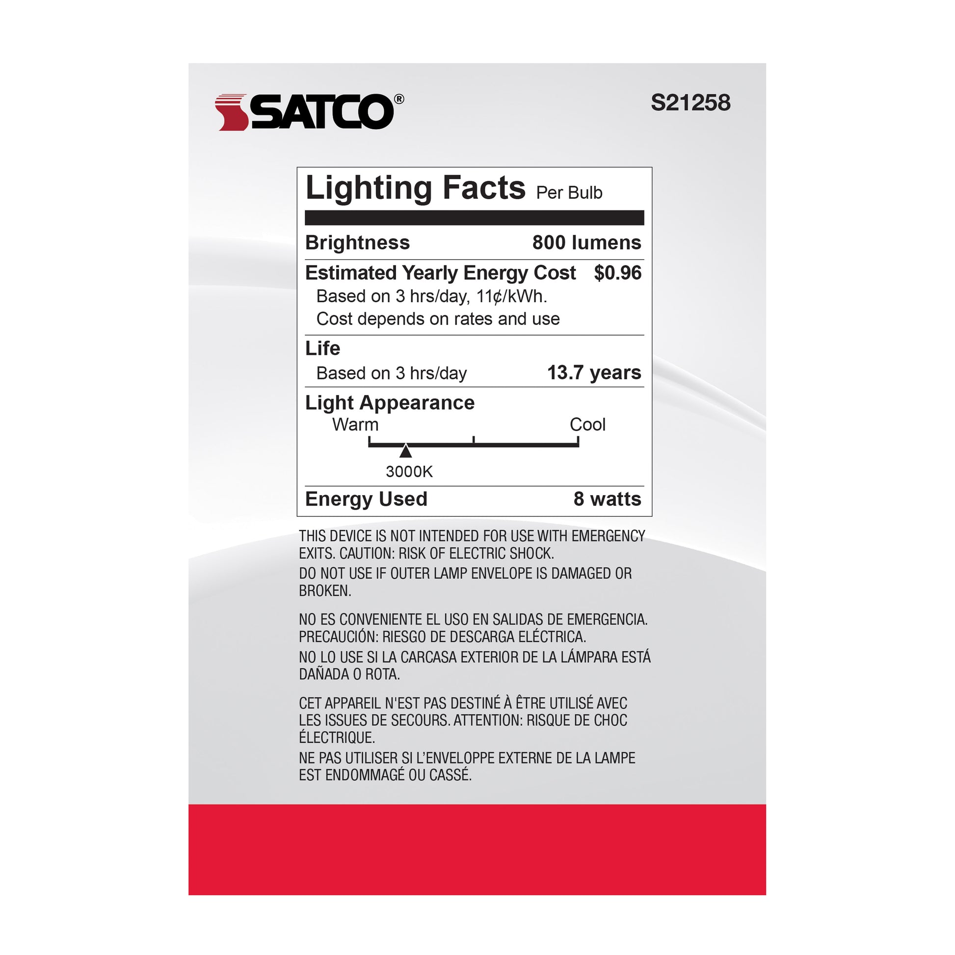 image of 8 Watt G40 LED - Clear - Medium base - 90 CRI - 3000K - 120 Volt