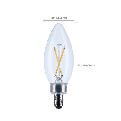 image of 3 Watt B11 LED - Clear - Candelabra base - 90 CRI - 2700K - 120 Volt