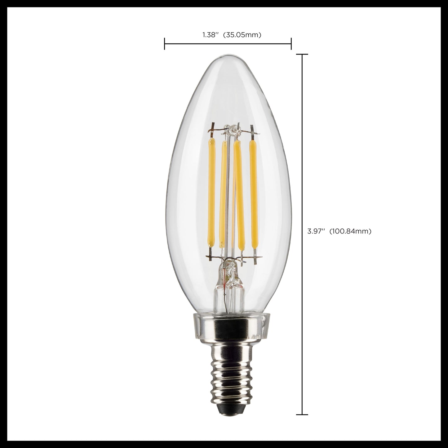 image of 4 Watt B11 LED - Clear - Candelabra base - 90 CRI - 2700K - 120 Volt